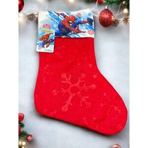 Spiderman Christmas Holiday Stocking Marvel Felt Embossed Snowflake 16"